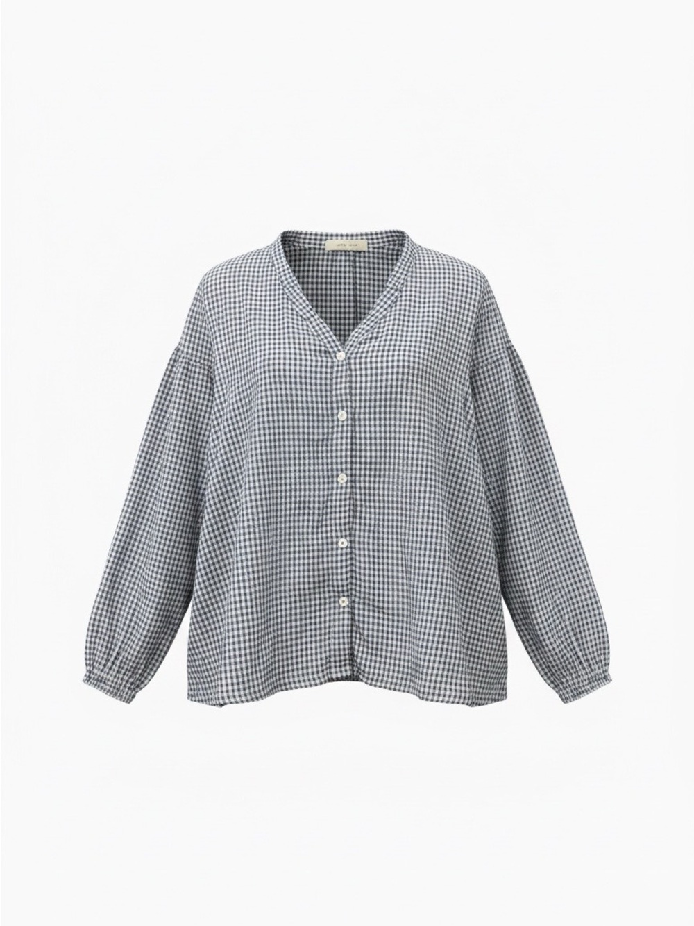 OAK + FORT blue/white gingham blouse